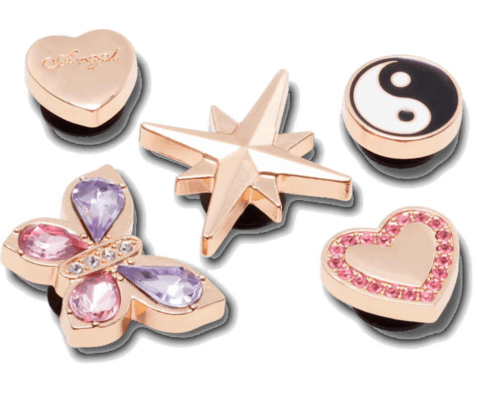 Crocs Pink and Gold 5 Pack