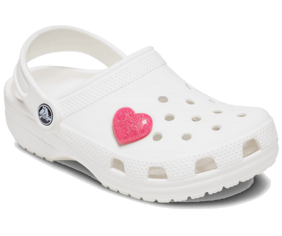 Crocs Pink 3D Glitter Heart