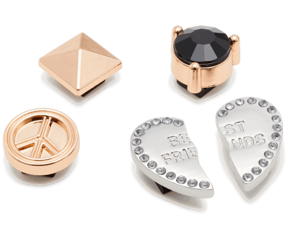 Crocs Black and Gold Lace Backer 5 Pack