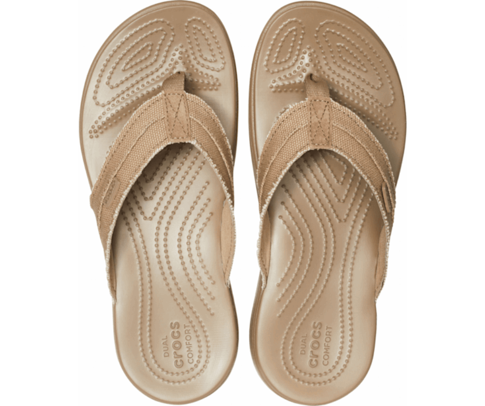 Crocs Men’s Santa Cruz Canvas Flip Khaki-Walnut