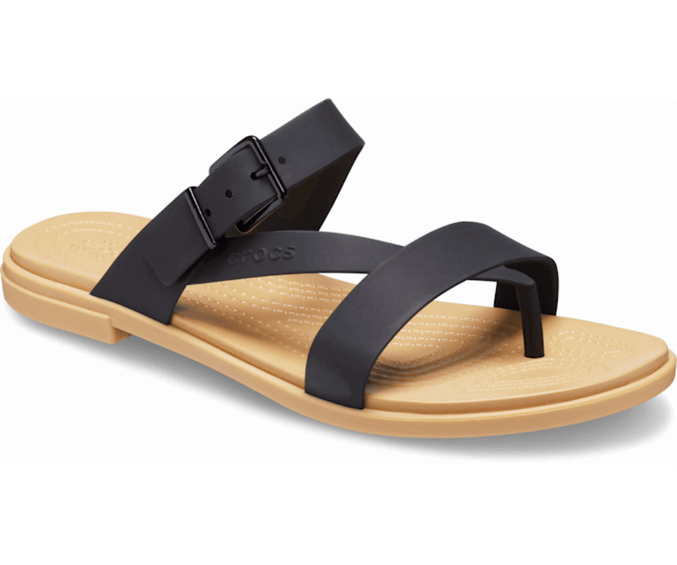 Crocs Women's Tulum Toe Post Sandal Black-Tan