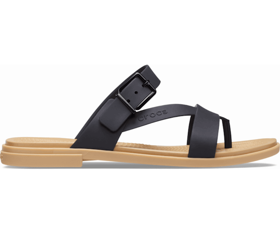 Crocs Women's  Tulum Toe Post Sandal Black-Tan