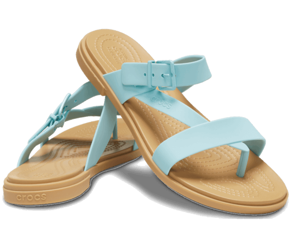 Crocs Women's  Tulum Toe Post Sandal Pure Water-Tan
