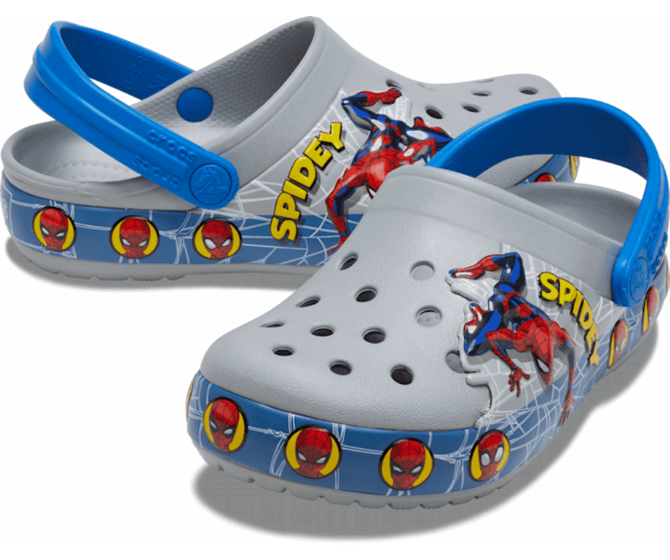 Crocs Kids' Fun Lab Spider-Man Lights Clog Light Grey