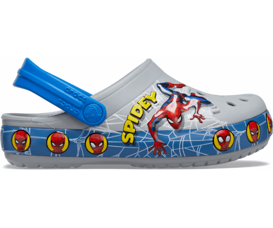 Crocs Kids'  Fun Lab Spider-Man Lights Clog Light Grey