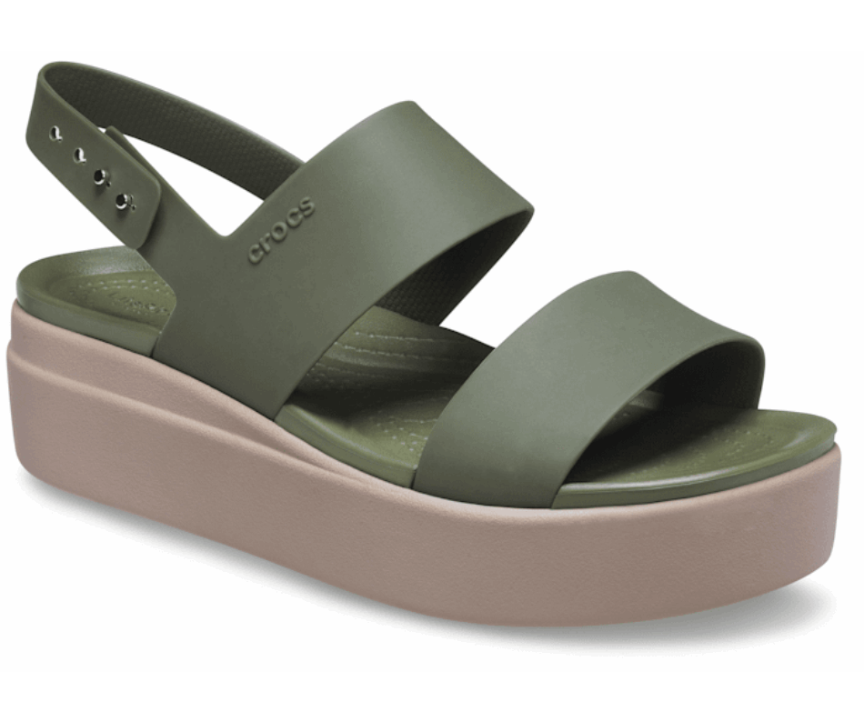 Crocs Women’s  Brooklyn Low Wedge Army Green-Mushroom
