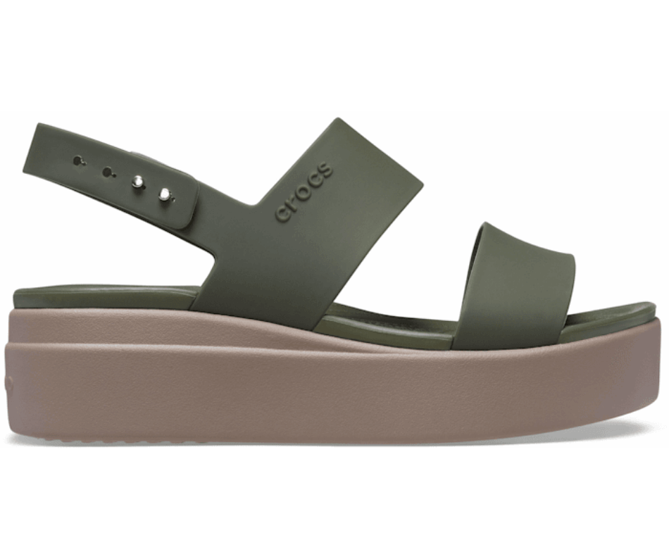 Crocs Women’s  Brooklyn Low Wedge Army Green-Mushroom