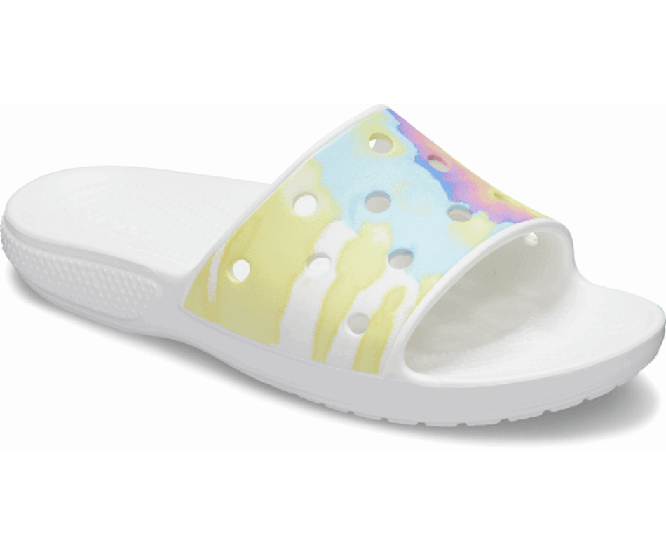 Crocs Classic Tie-Dye Graphic Slide White-Multi