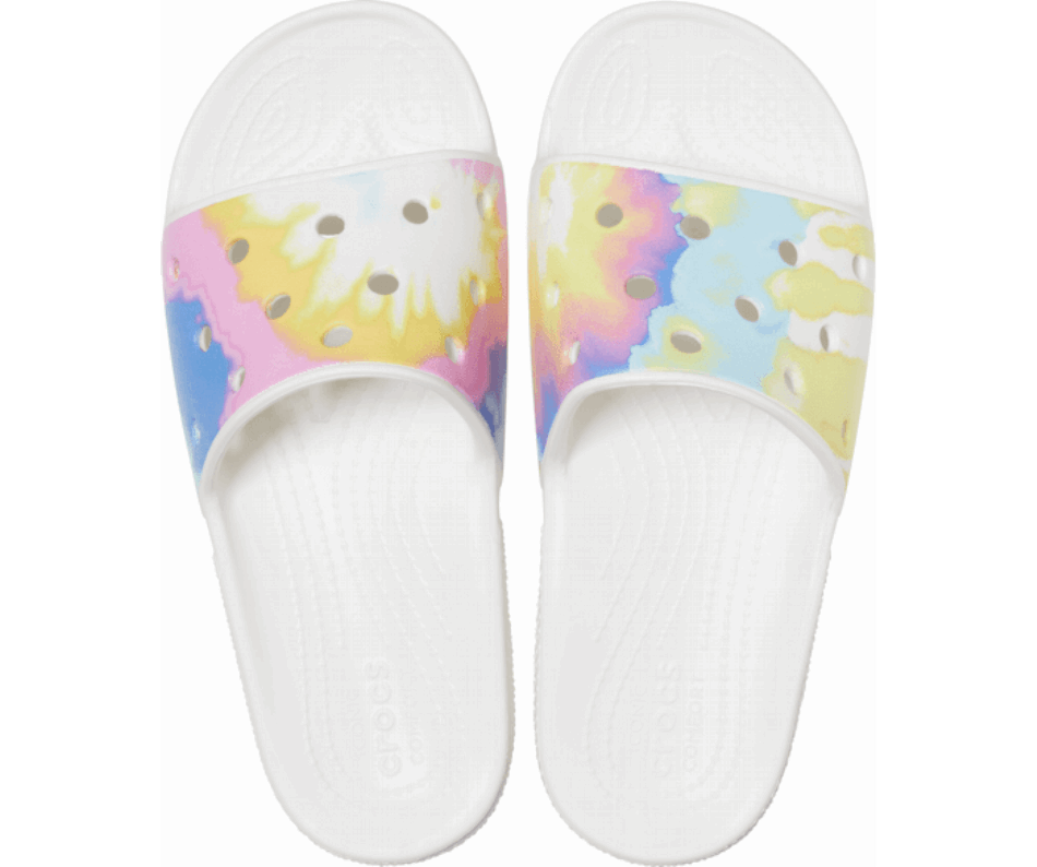 Crocs Classic  Tie-Dye Graphic Slide White-Multi