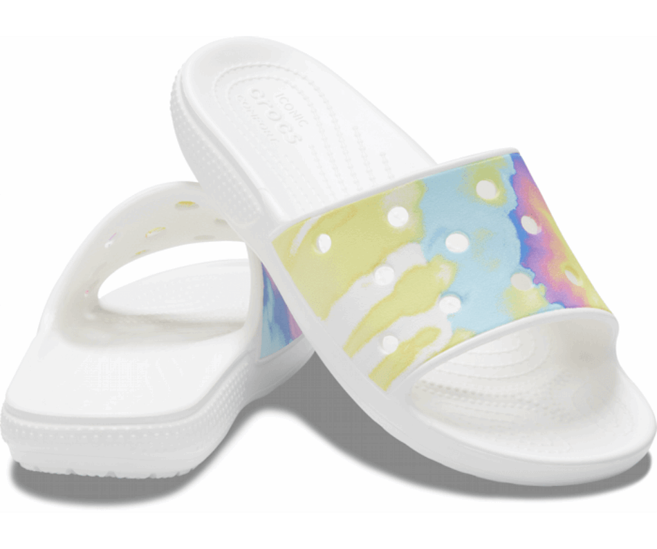 Crocs Classic  Tie-Dye Graphic Slide White-Multi