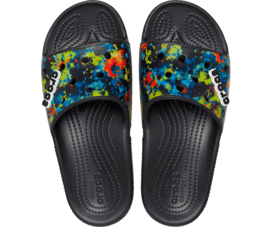 Crocs Classic Tie-Dye Graphic Slide Multi-Black