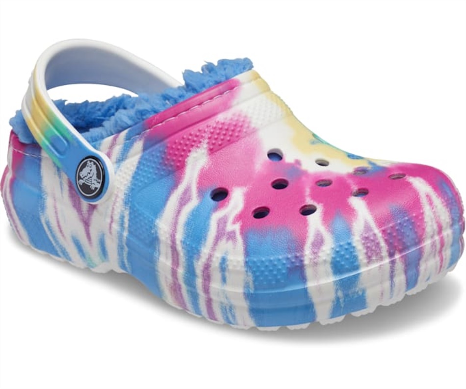 Crocs Kids' Classic Lined Tie-Dye Graphic Clog Powder Blue-Multi