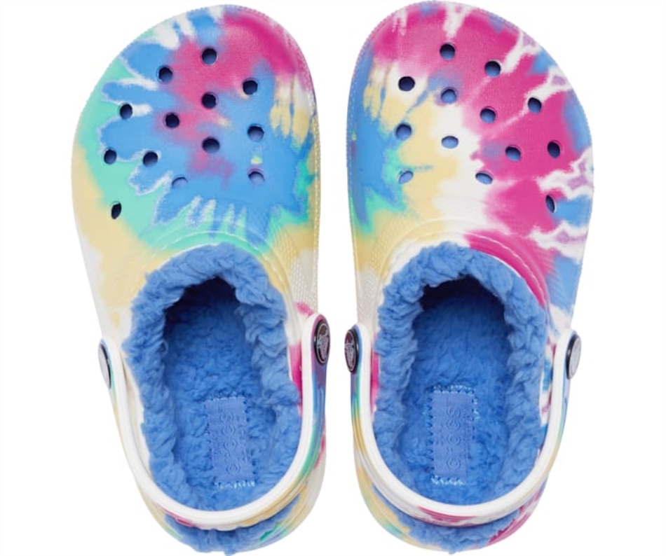 Crocs Kids' Classic Lined Tie-Dye Graphic Clog Powder Blue-Multi