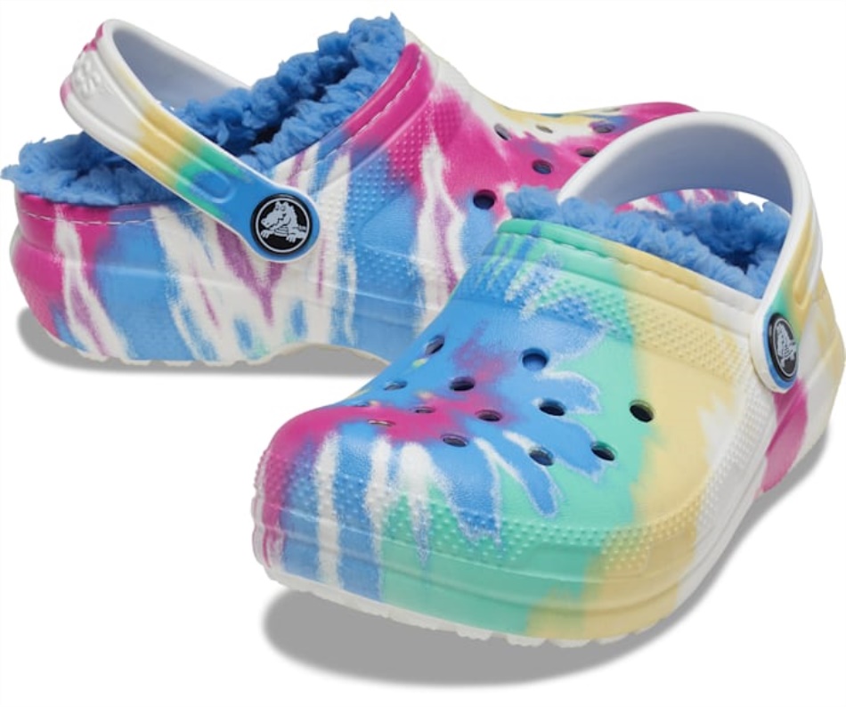 Crocs Kids' Classic Lined Tie-Dye Graphic Clog Powder Blue-Multi