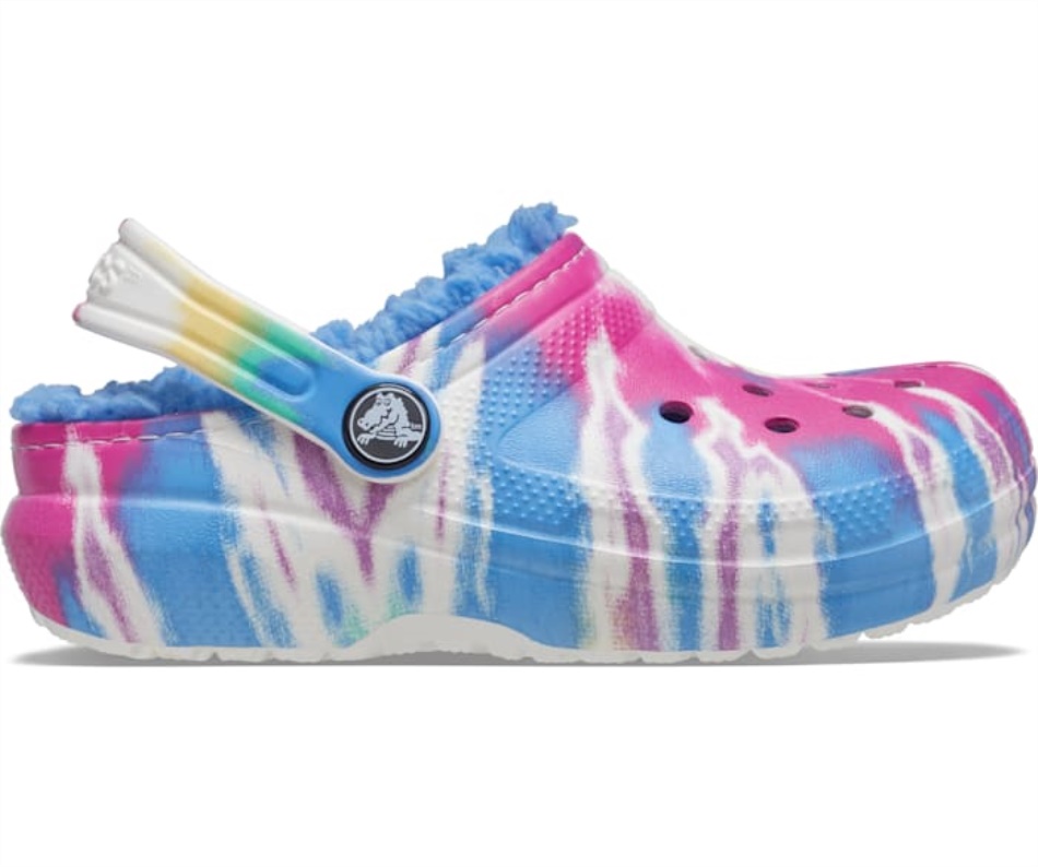 Crocs Kids' Classic Lined Tie-Dye Graphic Clog Powder Blue-Multi