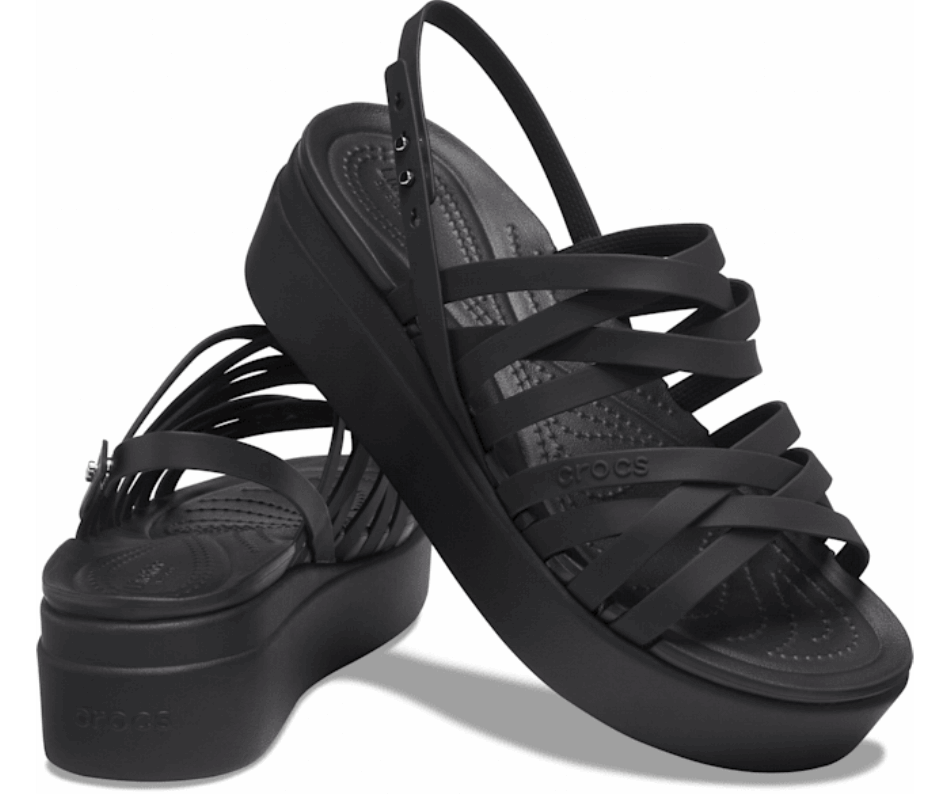 Crocs Women's Brooklyn Strappy Low Wedge Black