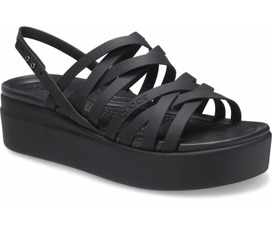 Crocs Women's  Brooklyn Strappy Low Wedge Black