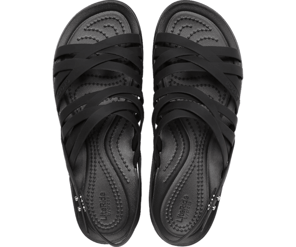 Crocs Women's  Brooklyn Strappy Low Wedge Black