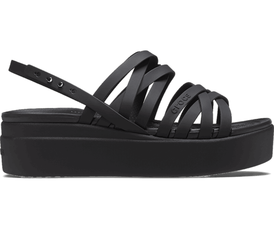 Crocs Women's  Brooklyn Strappy Low Wedge Black
