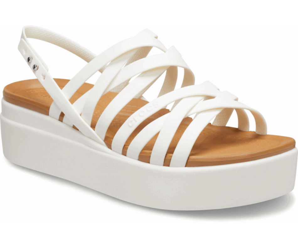 Crocs Women's  Brooklyn Strappy Low Wedge Oyster
