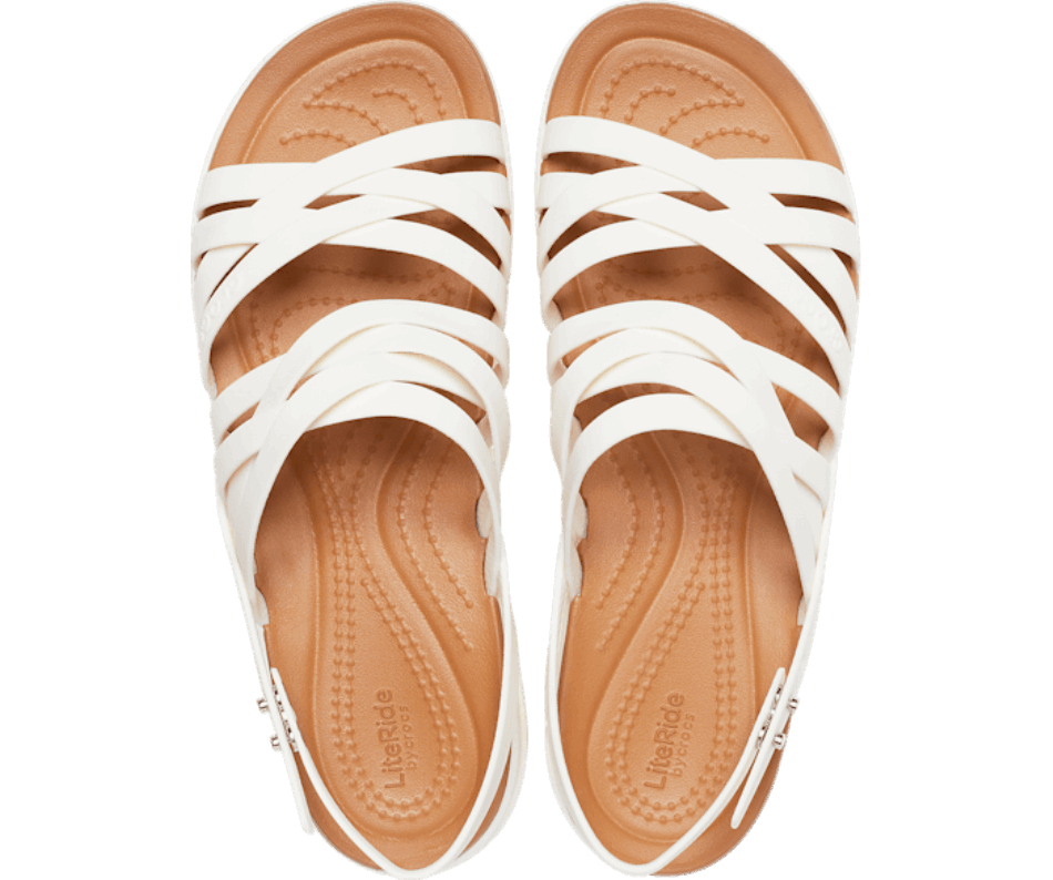 Crocs Women's  Brooklyn Strappy Low Wedge Oyster