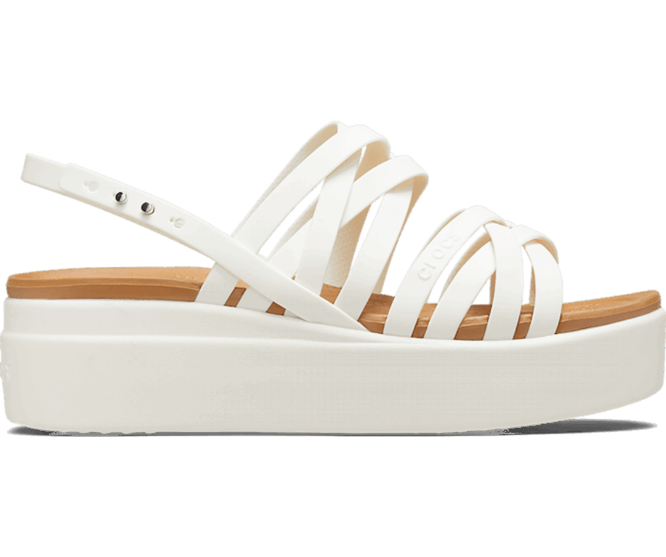 Crocs Women's  Brooklyn Strappy Low Wedge Oyster