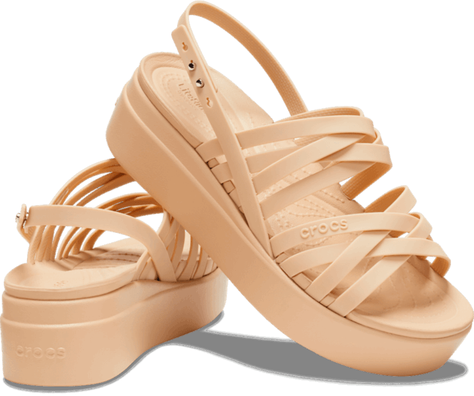 Crocs Women's  Brooklyn Strappy Low Wedge Chai