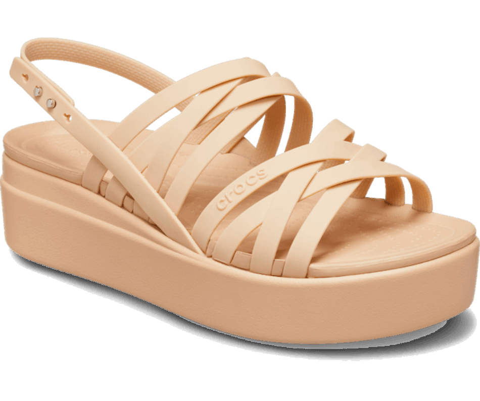 Crocs Women's  Brooklyn Strappy Low Wedge Chai