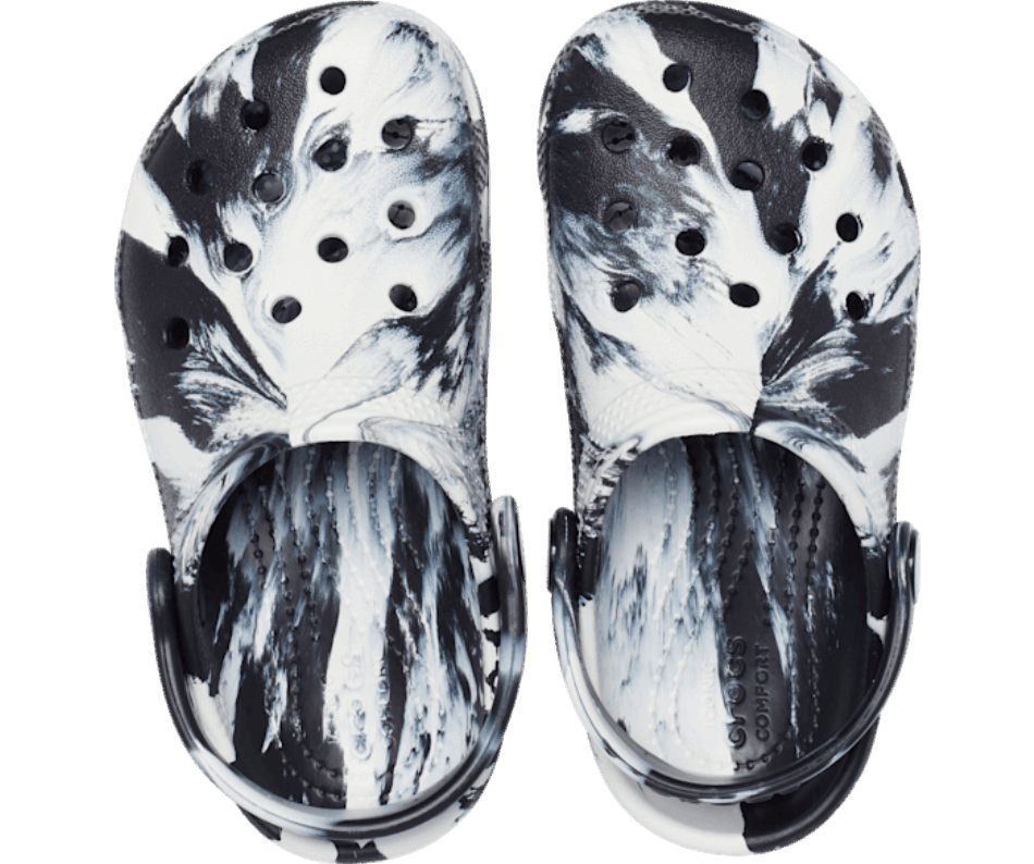 Crocs Toddler Classic Marbled Clog Black-White
