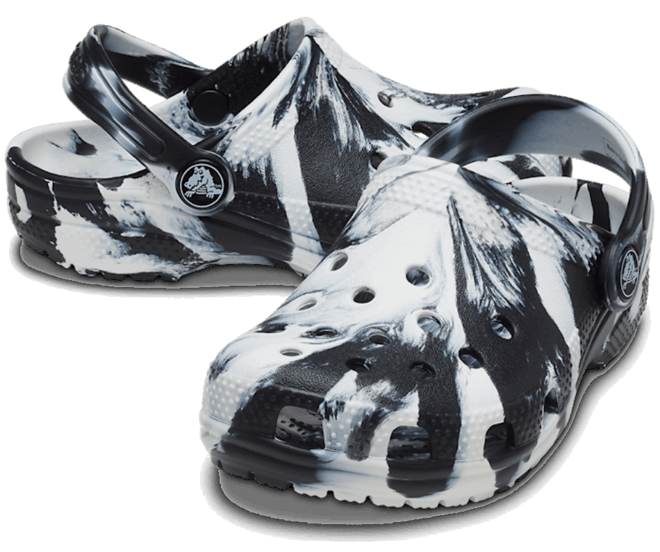 Crocs Toddler Classic Marbled Clog Black-White