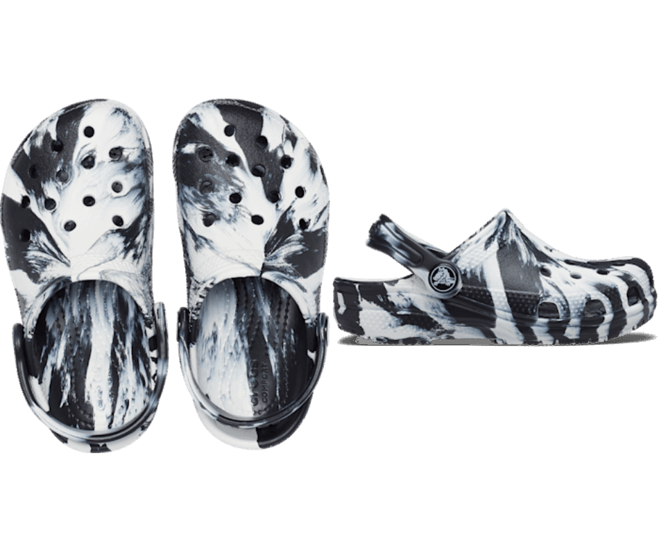 Crocs Toddler Classic Marbled Clog Black-White