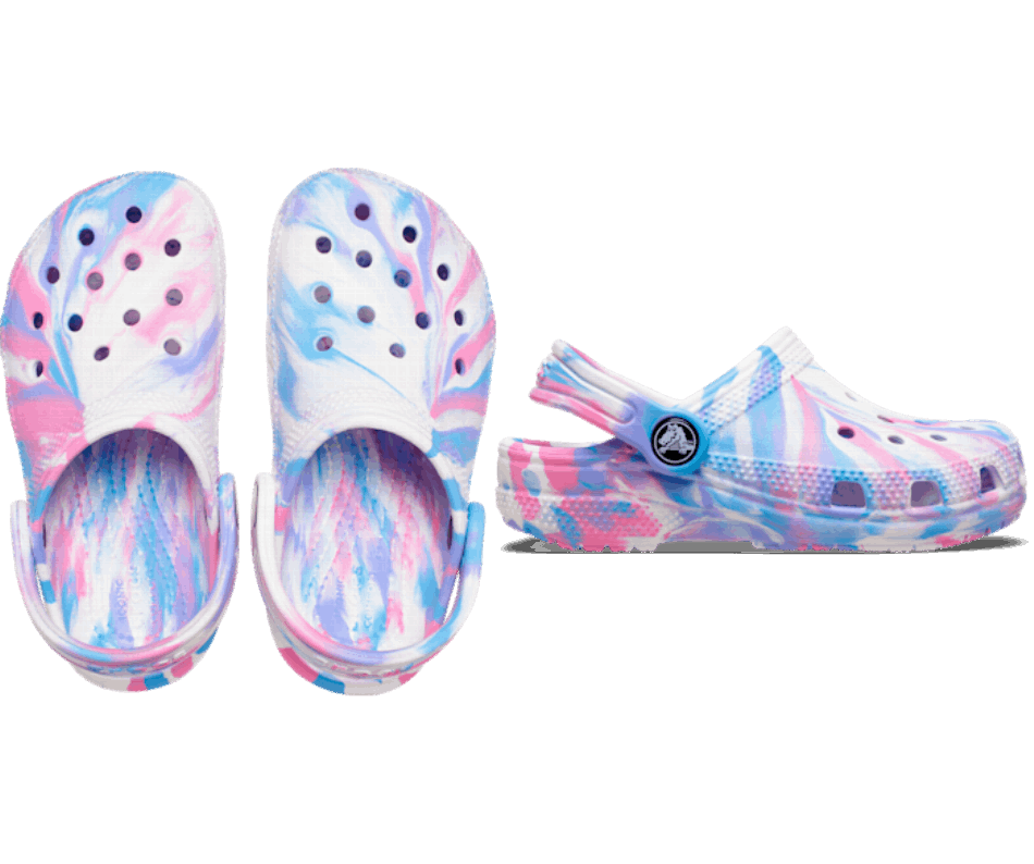 Crocs Toddler Classic Marbled Clog White-Pink