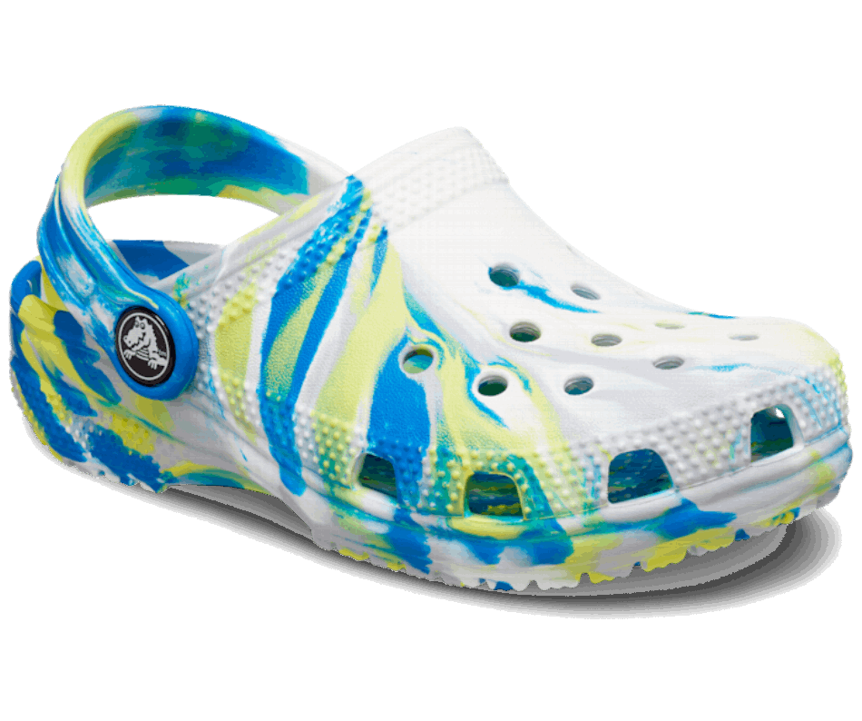 Crocs Toddler Classic Marbled Clog White-Bright Cobalt