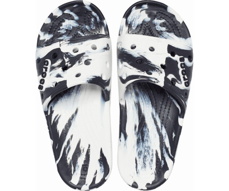 Crocs Classic  Marbled Slide White-Black