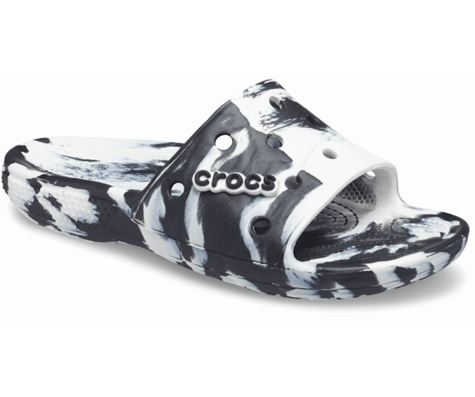 Crocs Classic  Marbled Slide White-Black