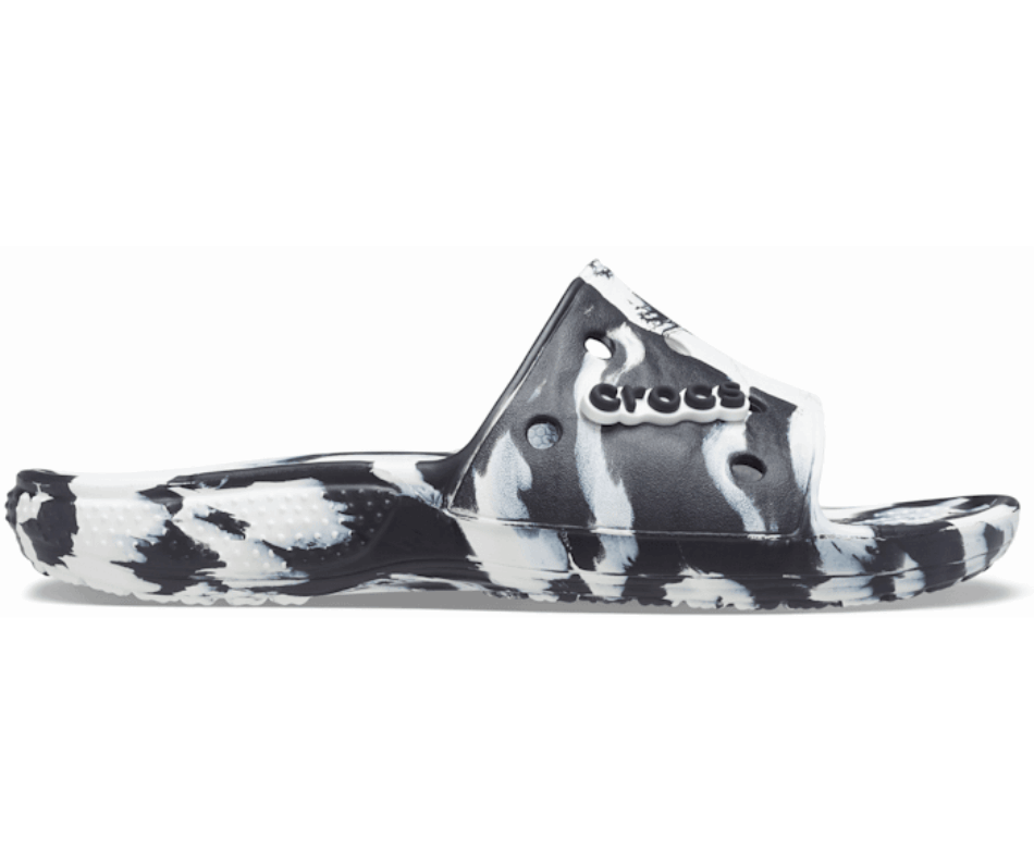 Crocs Classic  Marbled Slide White-Black