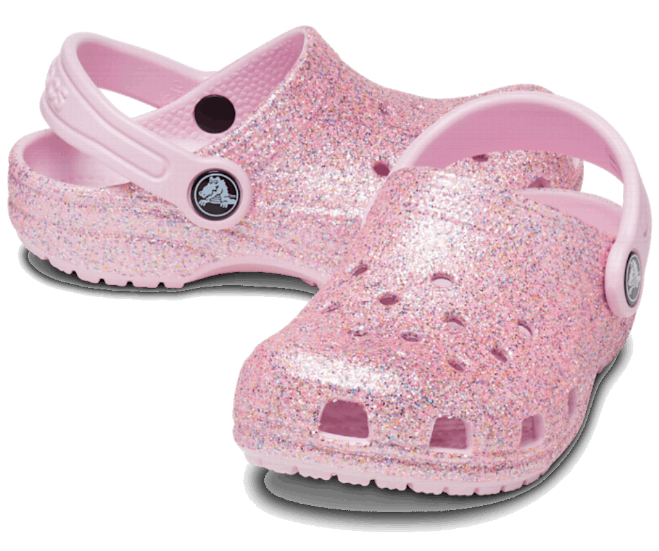Crocs Toddler Classic Glitter Clog White-Rainbow