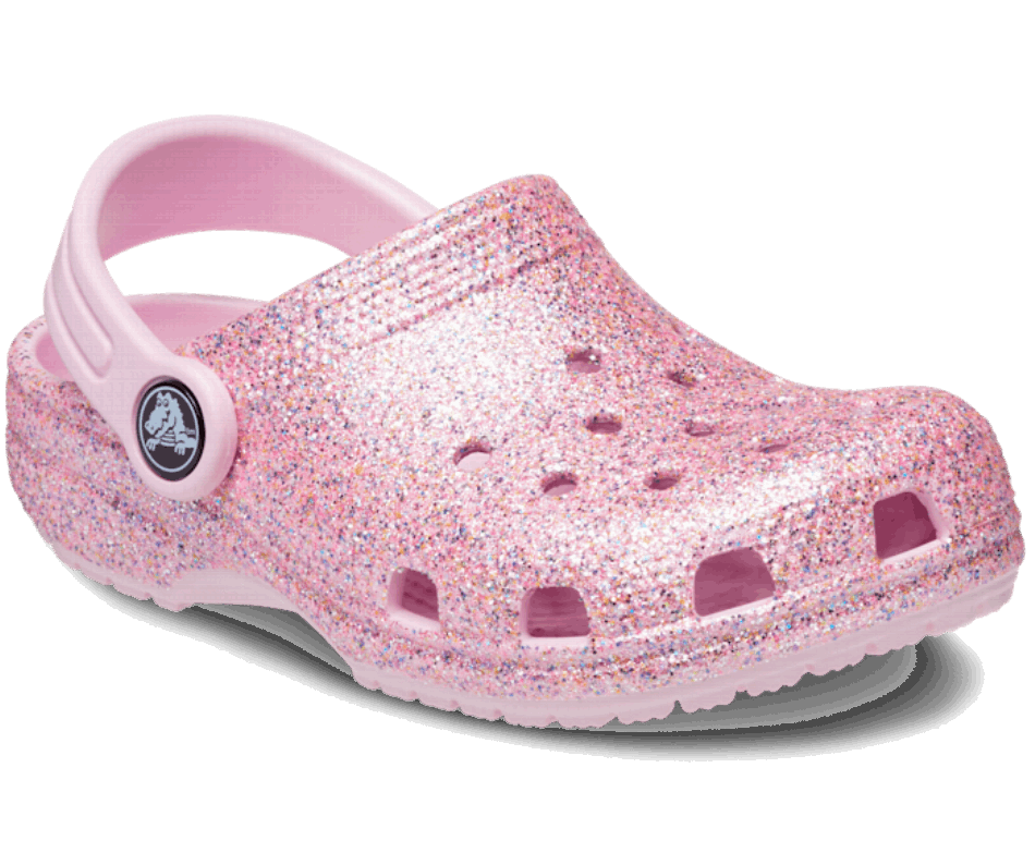 Crocs Toddler Classic Glitter Clog White-Rainbow