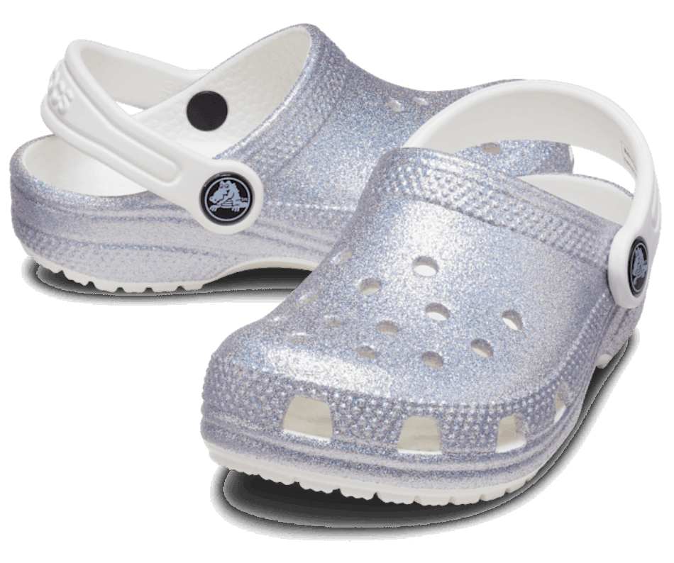 Crocs Toddler Classic Glitter Clog White-Multi