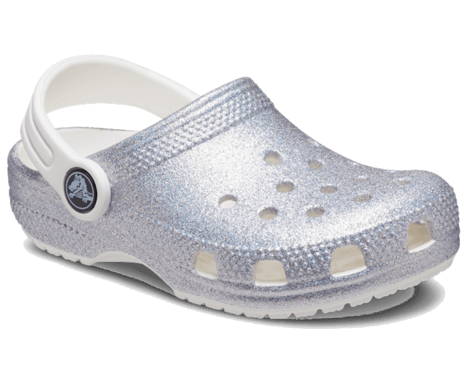 Crocs Toddler Classic Glitter Clog White-Multi