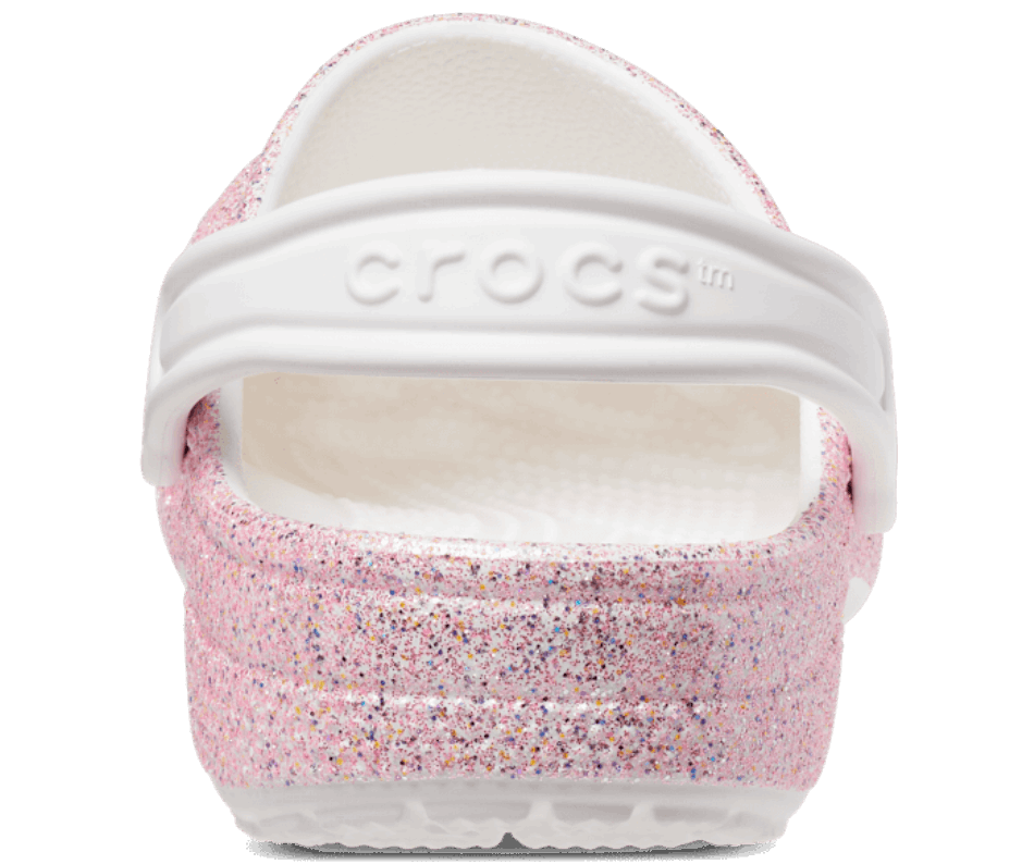 Crocs Kids' Classic Glitter Clog White-Rainbow