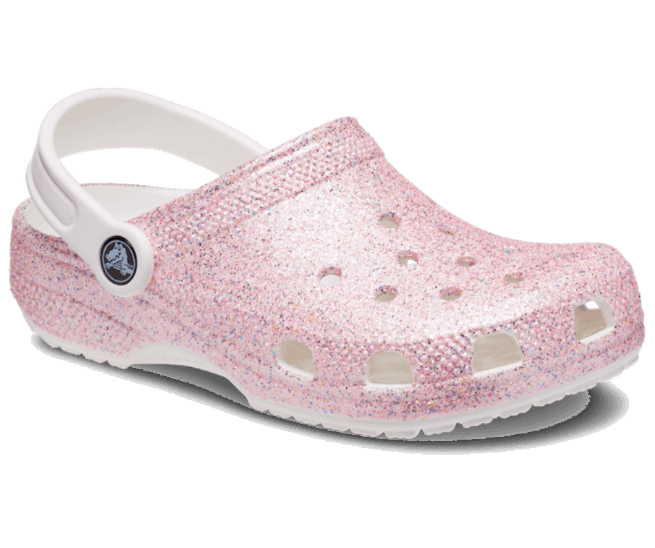 Crocs Kids' Classic Glitter Clog White-Rainbow