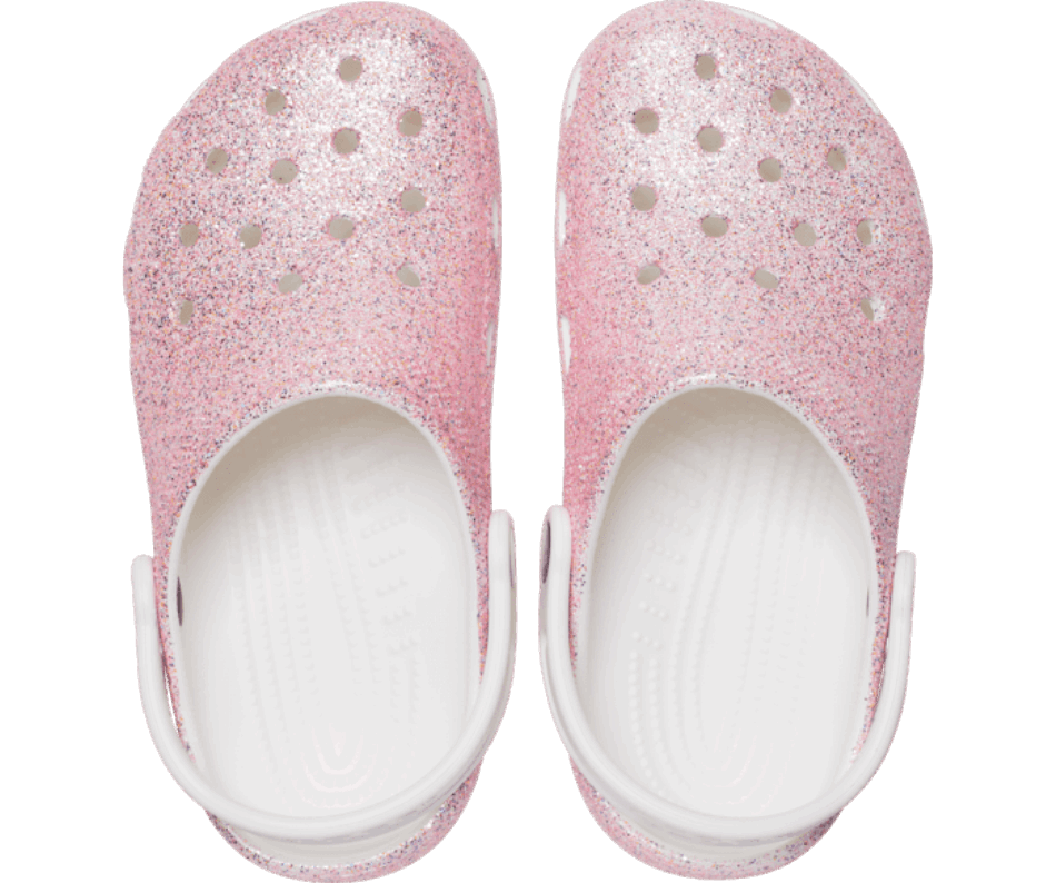 Crocs Kids' Classic Glitter Clog White-Rainbow