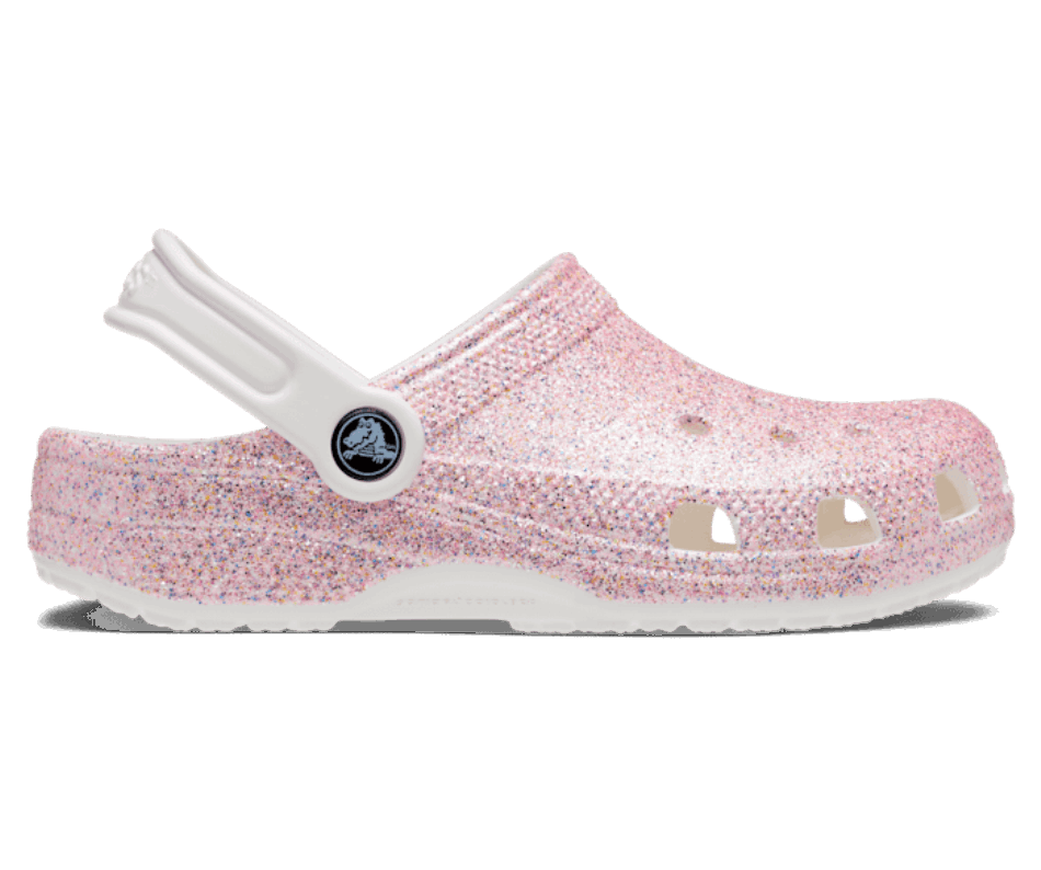 Crocs Kids' Classic Glitter Clog White-Rainbow