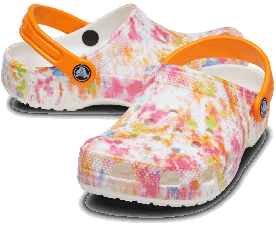 Crocs Kids' Classic Tie-Dye Graphic Clog Orange Zing-Multi