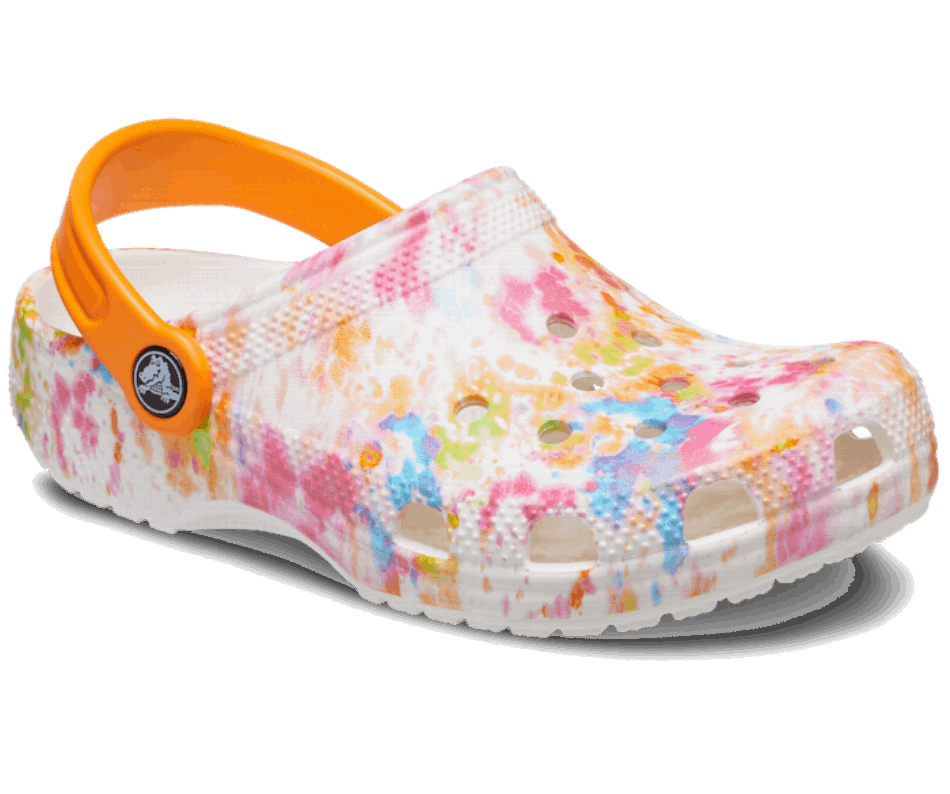 Crocs Kids' Classic Tie-Dye Graphic Clog Orange Zing-Multi