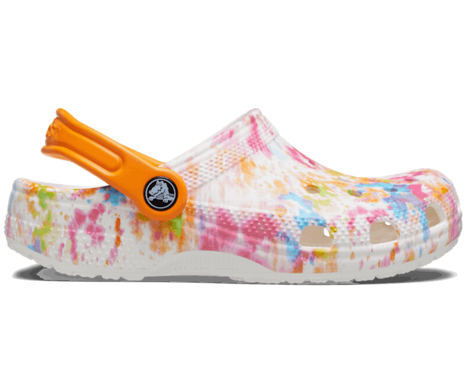 Crocs Kids' Classic Tie-Dye Graphic Clog Orange Zing-Multi