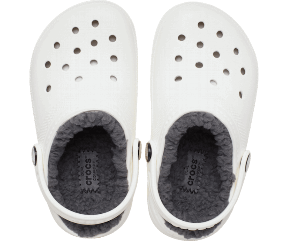 Crocs Toddler Classic Lined Clog White-Grey