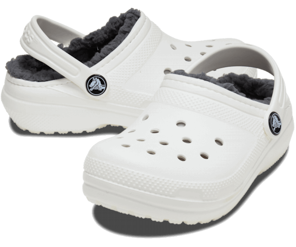 Crocs Toddler Classic Lined Clog White-Grey