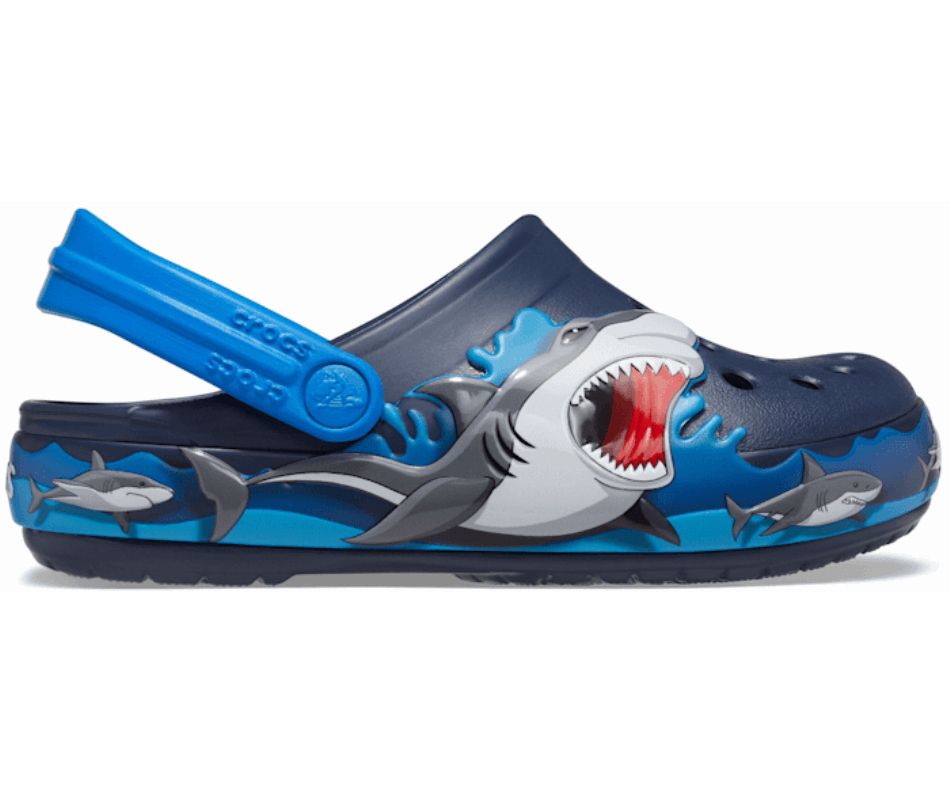 Crocs Kids'  Fun Lab Shark Lights Clog Navy